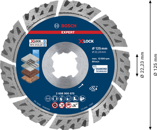 Bosch EXPERT MultiMaterial X-LOCK 鑽石切割片 125 mm。.