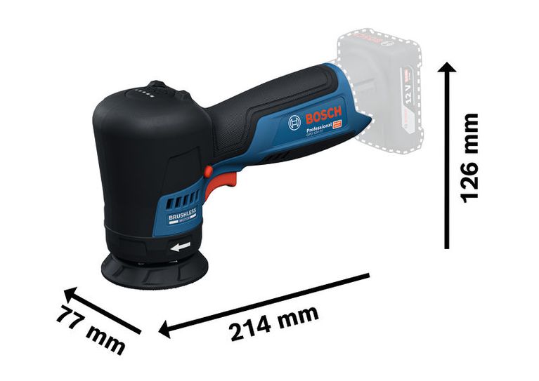 Bosch 12V-77 拋光機採用小巧無刷設計。