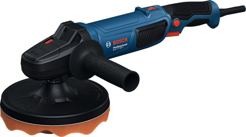 Bosch 11-180 S 拋光機配有符合人體工學的手柄。.