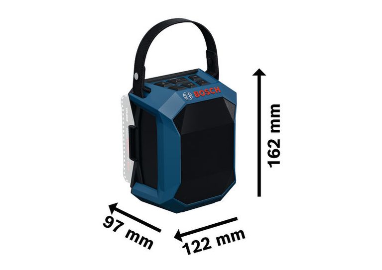 Bosch 18V-1 C 藍牙揚聲器，設計精巧。.