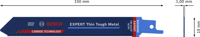 EXPERT ‘Thin Tough Metal’ S 922 EHM 軍刀鋸 1 件式 Bosch EXPERT Thin Tough Metal S 922 EHM 鋸片用於切割薄金屬。.