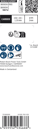 Bosch車輛救援 S 957 CHM 硬質合金往復鋸片。.