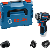 BoschGSR 12V-35 FC 鑽頭套裝，配有四個配件。.
