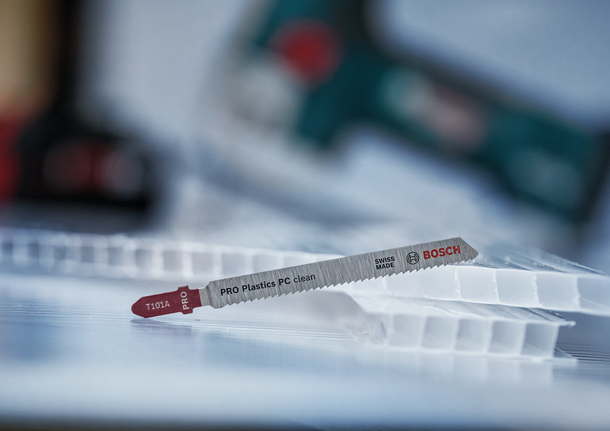 BoschT101A 曲線鋸刀片，用於乾淨的塑膠切割。.