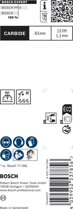 Bosch Tough Metal T118AHM 曲線鋸刀片碳化物 83 mm。.