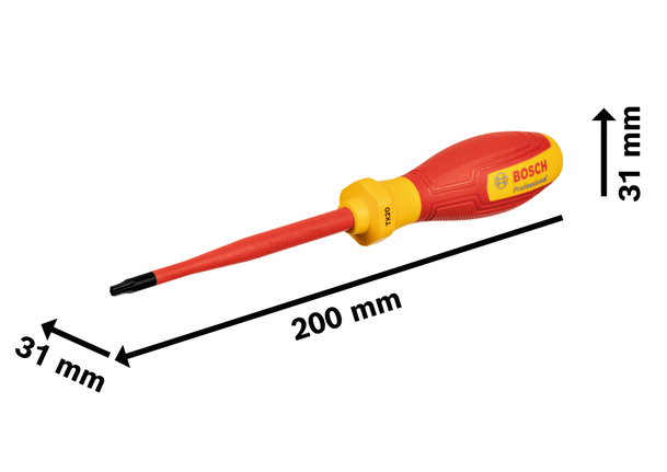 Bosch TX20x100 絕緣螺絲刀，200 毫米長。