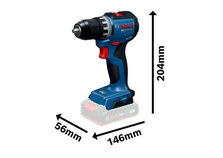 Bosch -52 電鑽，小巧 18V 無線設計。