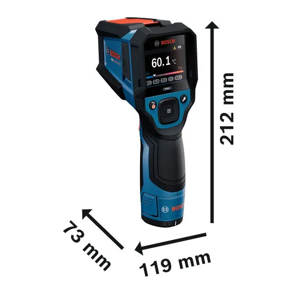 Bosch GIS 800 thermal detector, dimensions shown.