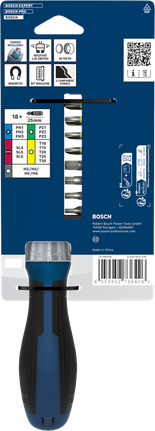 Bosch棘輪螺絲起子套裝，含18個批頭。