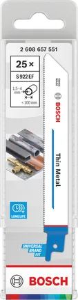 Bosch 922 EF 薄金屬往復鋸片 25 片裝。