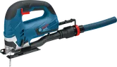Bosch GST 90 BE jigsaw with dust extraction attachment.
